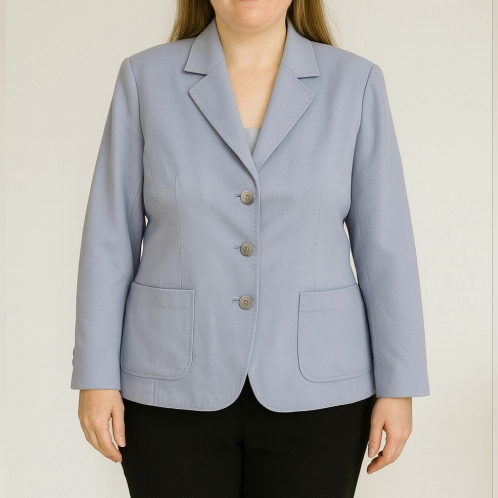 Basler Women's 100% Wool Light Blue Blazer Size 10